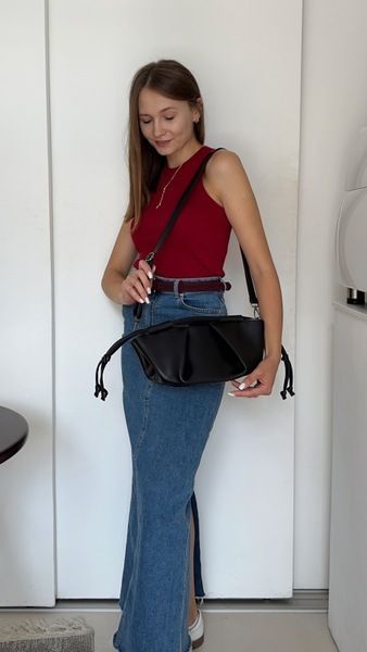 Сумка &laquo;Тея&raquo; екошкіра, чорна, 30х14х17 см 1.100ч фото