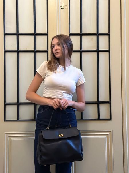 Сумка &laquo;Лея&raquo; натуральна шкіра, чорна, колір фурнітури золотий, 37х26х13 см 1.106l фото