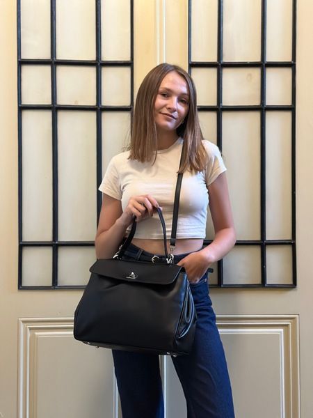 Сумка &laquo;Лея&raquo; натуральна шкіра, чорна, колір фурнітури золотий, 37х26х13 см 1.106l фото